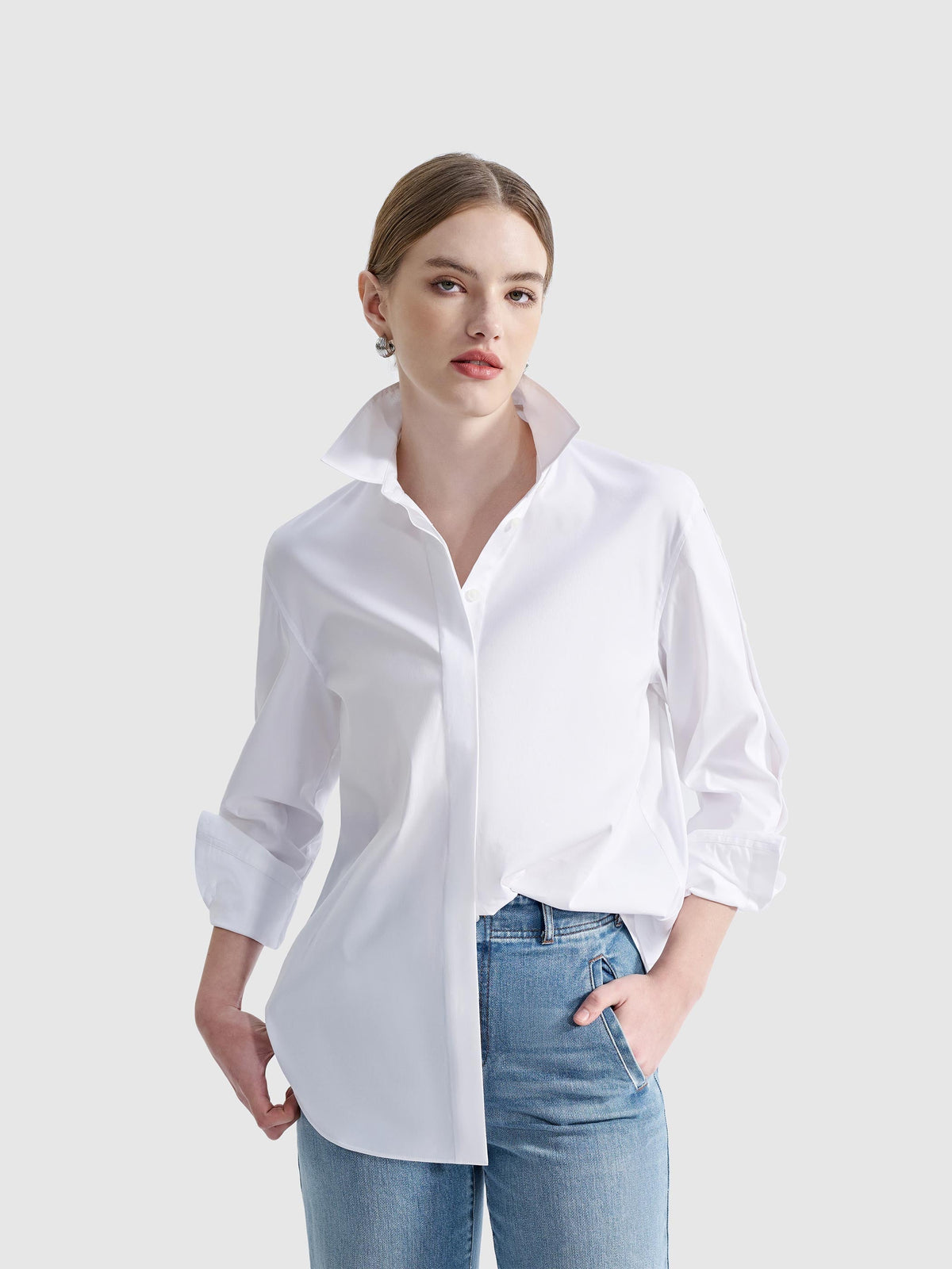 MATILDA OVERSIZED STRETCH COTTON BLOUSE