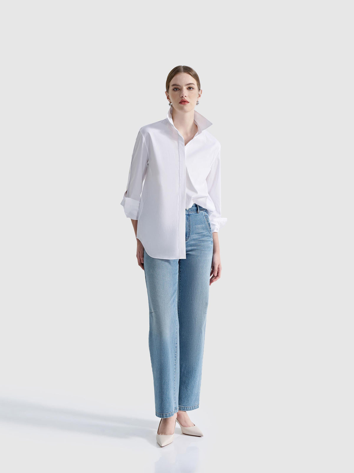 MATILDA OVERSIZED STRETCH COTTON BLOUSE