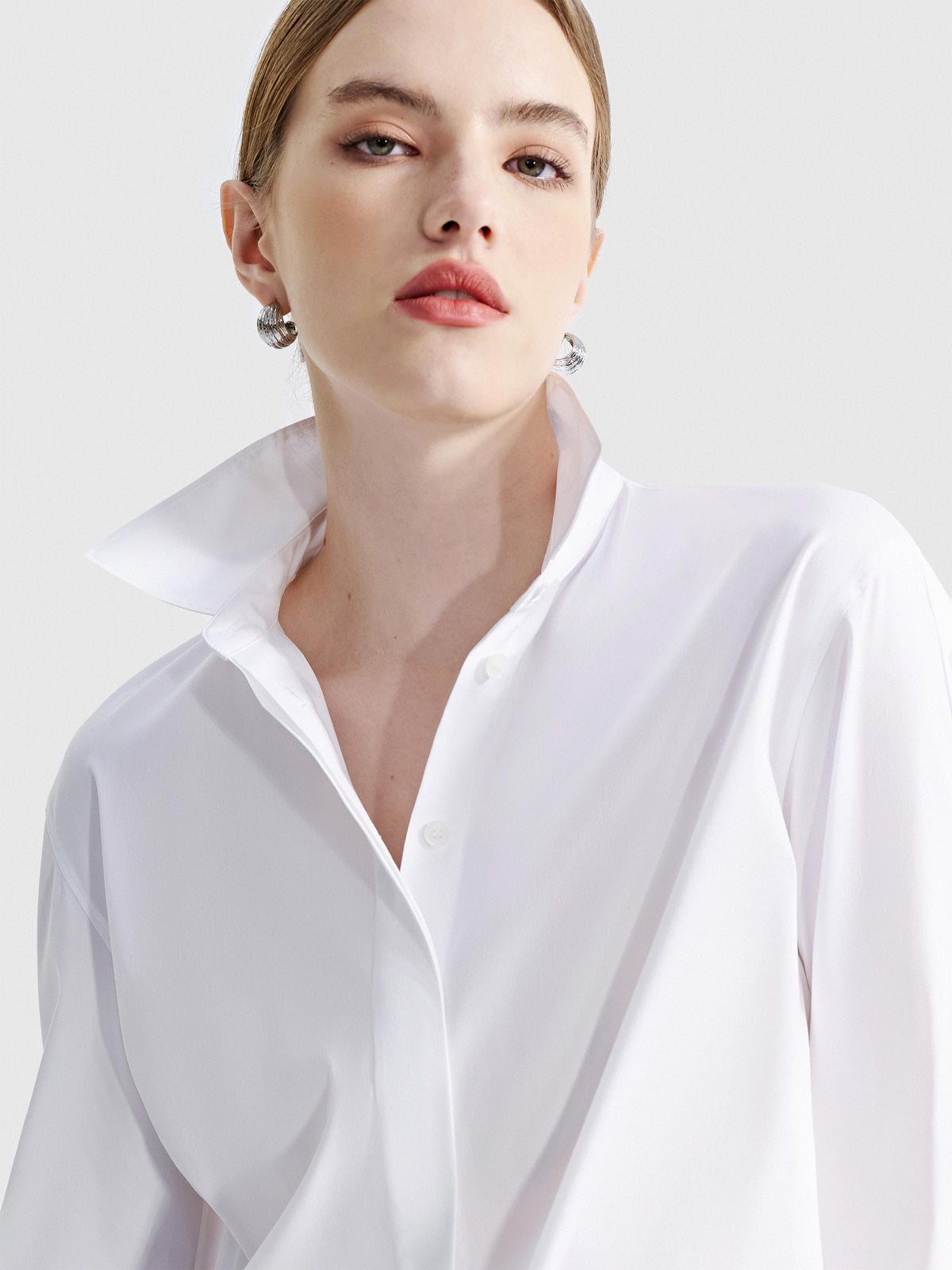 MATILDA OVERSIZED STRETCH COTTON BLOUSE