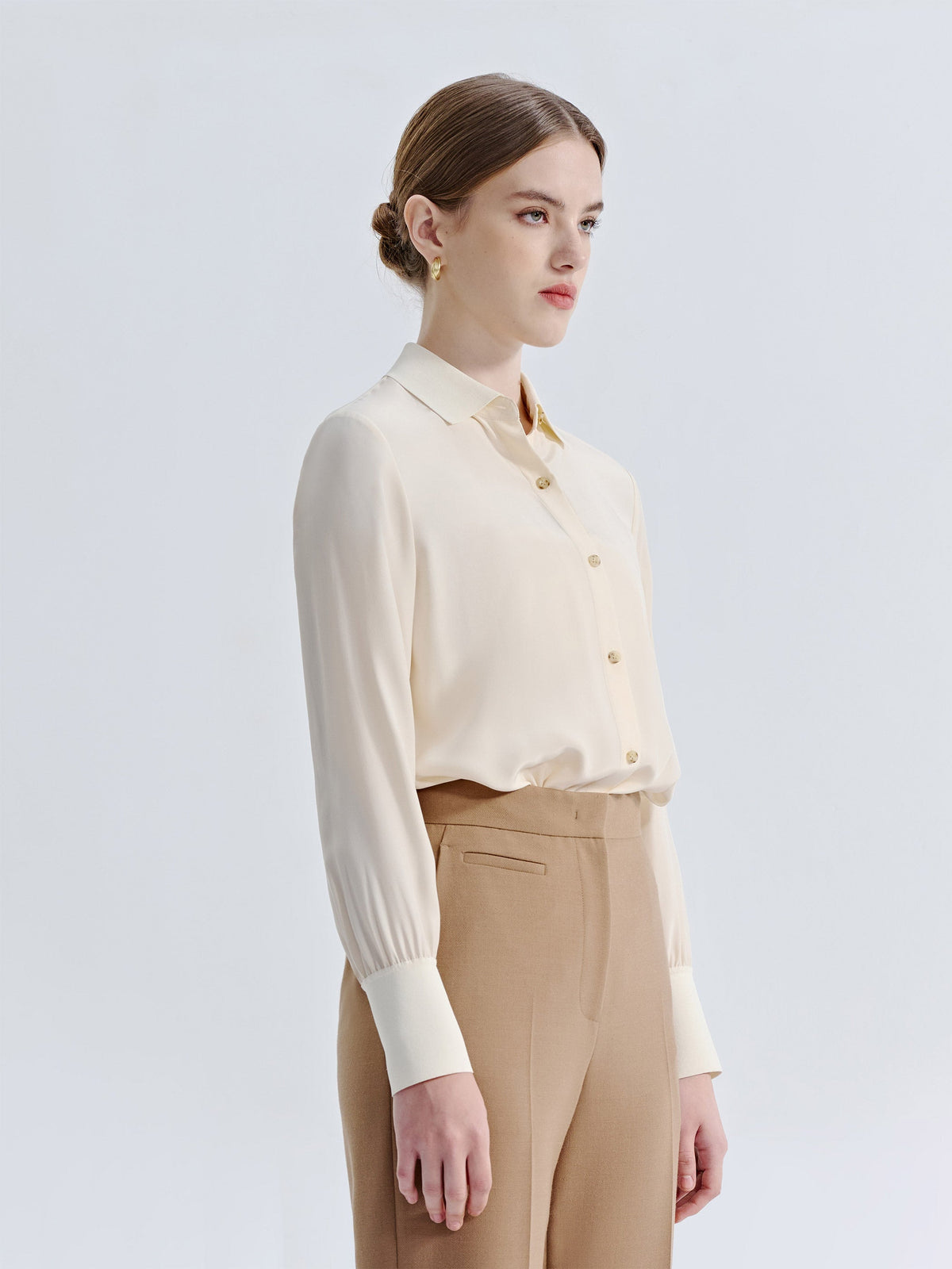 GOLDIE SILK BLOUSE WITH ELASTIC SLEEVE DETAIL