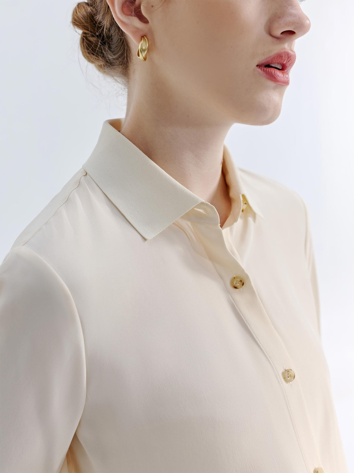 GOLDIE SILK BLOUSE WITH ELASTIC SLEEVE DETAIL