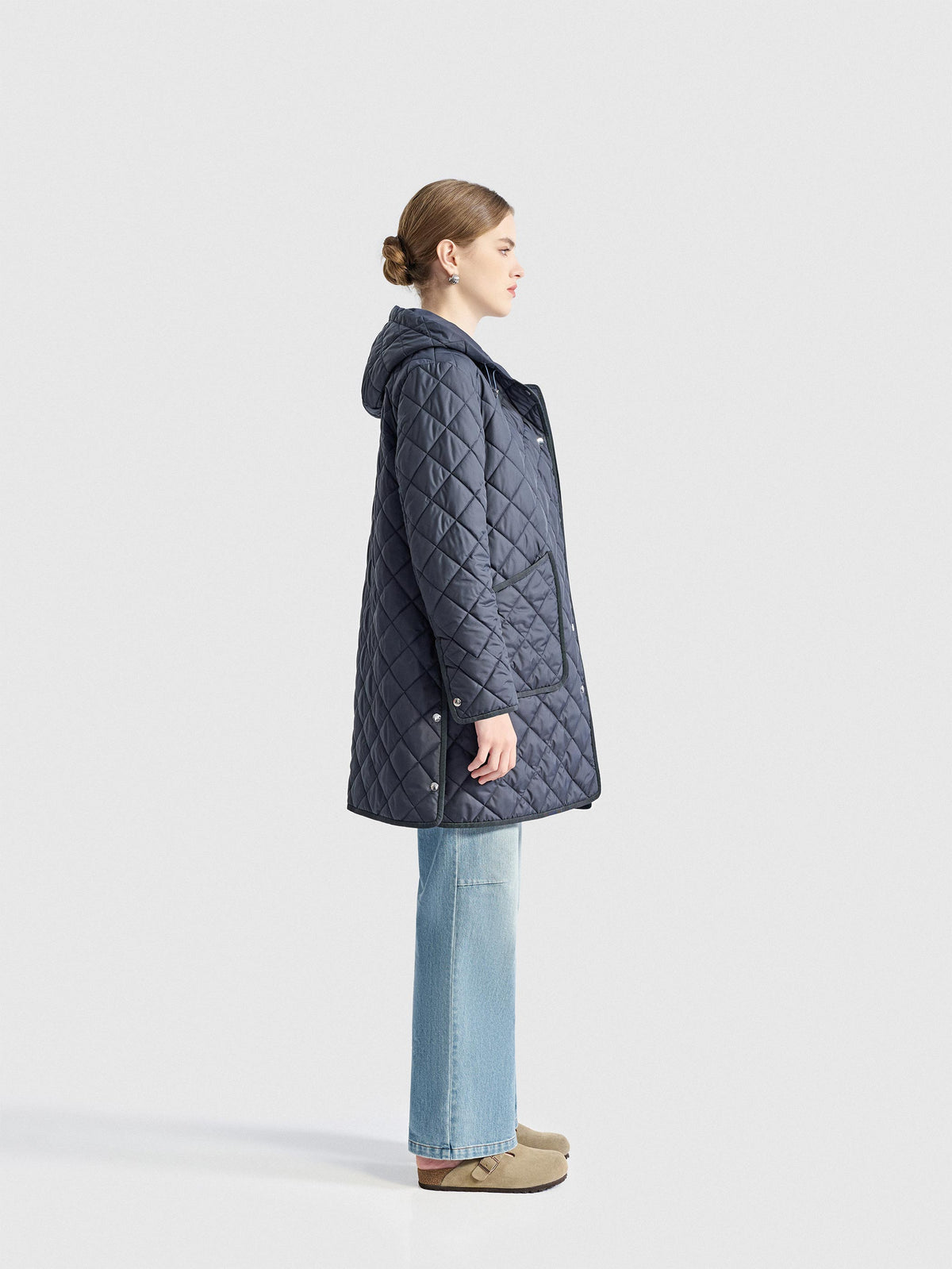 CELESTE QUILTED WOOL FILLED LONG COAT