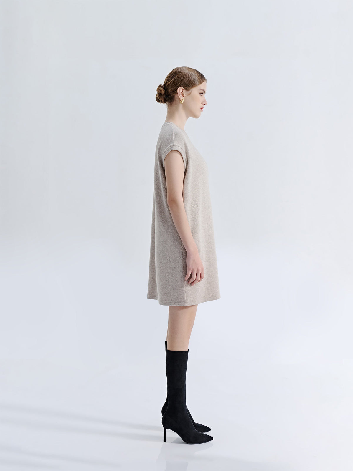 LYRA WOOL CASHMERE CAP SLEEVES SHEATH DRESS