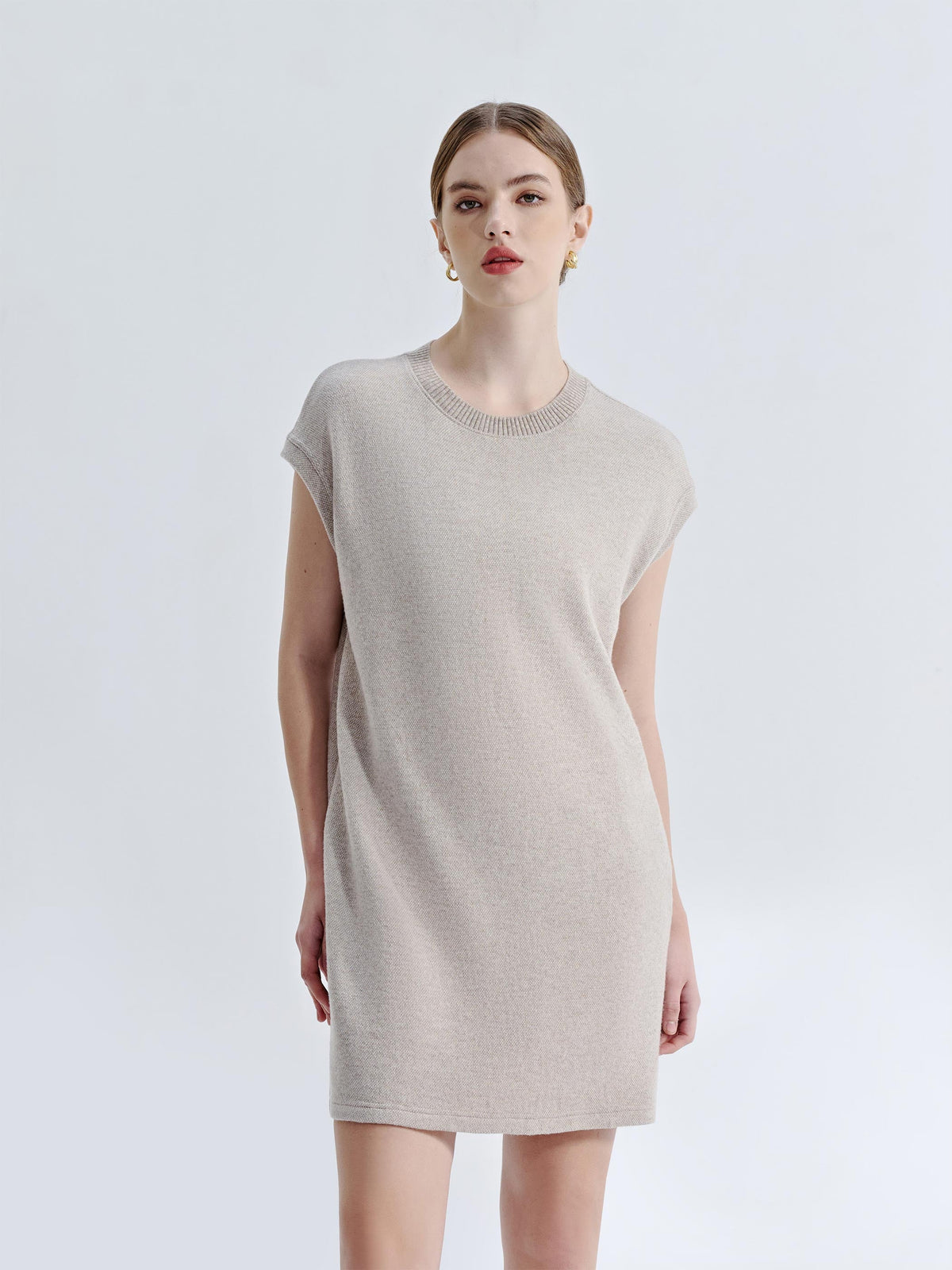 LYRA WOOL CASHMERE CAP SLEEVES SHEATH DRESS