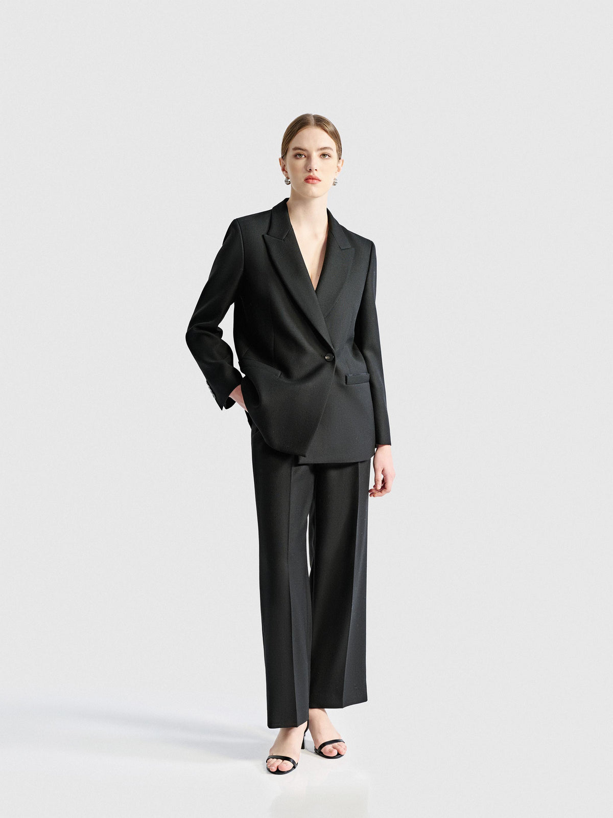 SERAPHINE TWILL WOOL STRAIGHT SUIT JACKET