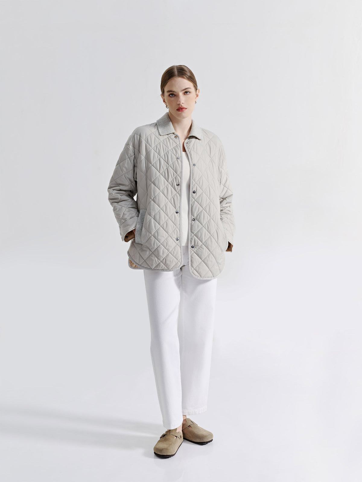 NOVA QUILTED LONG SLEEVE BUTTON DOWN JACKET