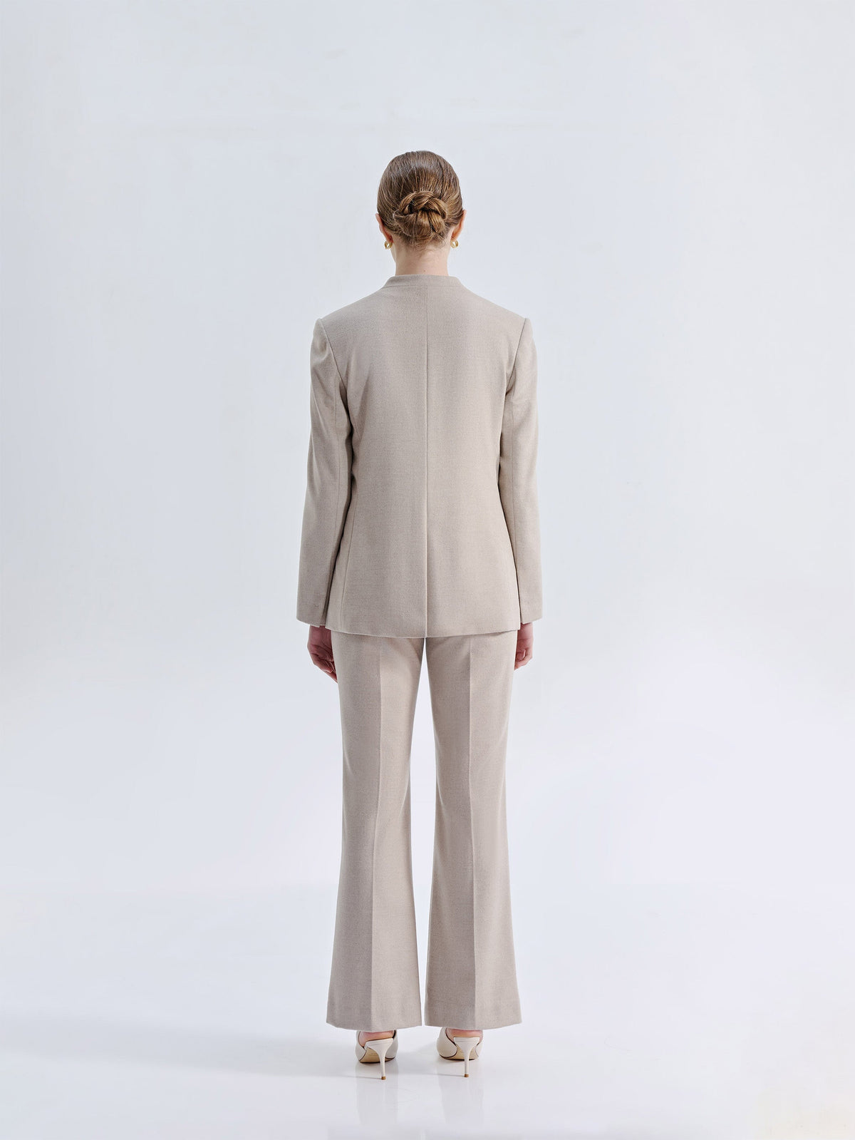 LIORA FRENCH SILK WOOL COLLARLESS HAUTE COUTURE SUIT JACKET