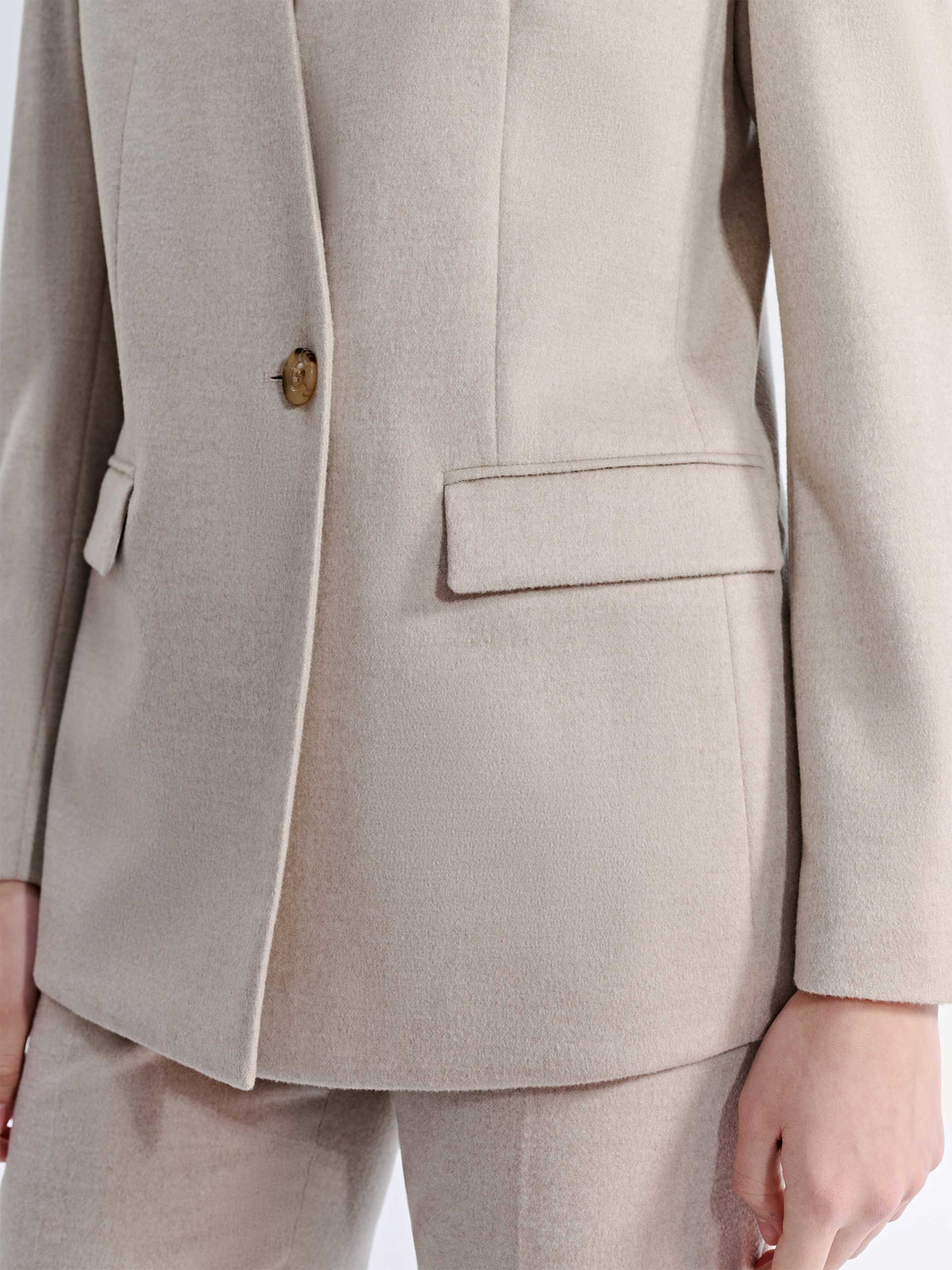 LIORA FRENCH SILK WOOL COLLARLESS HAUTE COUTURE SUIT JACKET