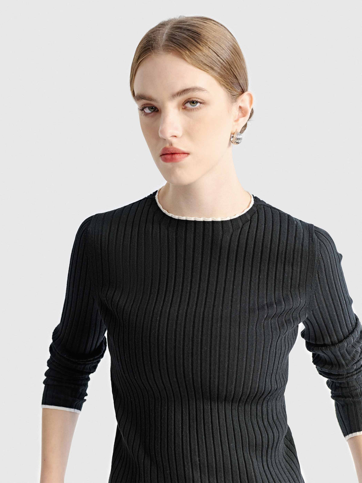 EVY LONG SLEEVE WOOL RIB KNIT