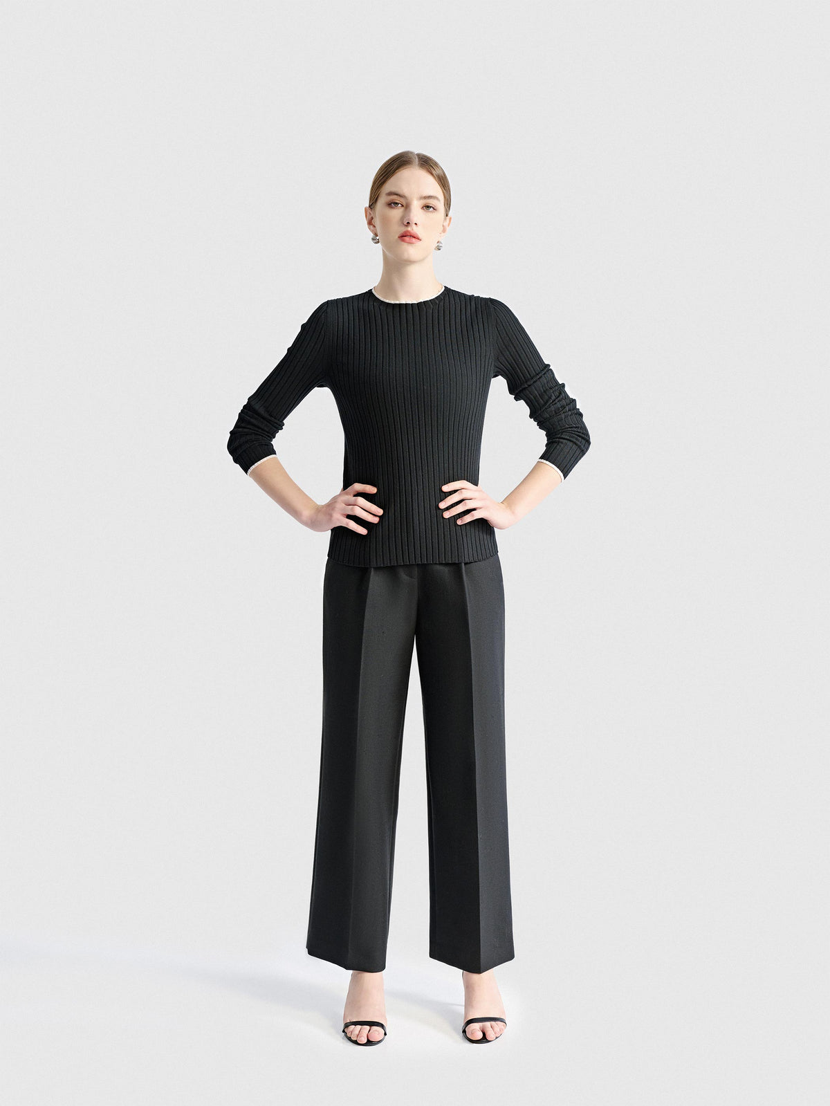 SERAPHINE TWILL WOOL STRAIGHT SUIT PANTS