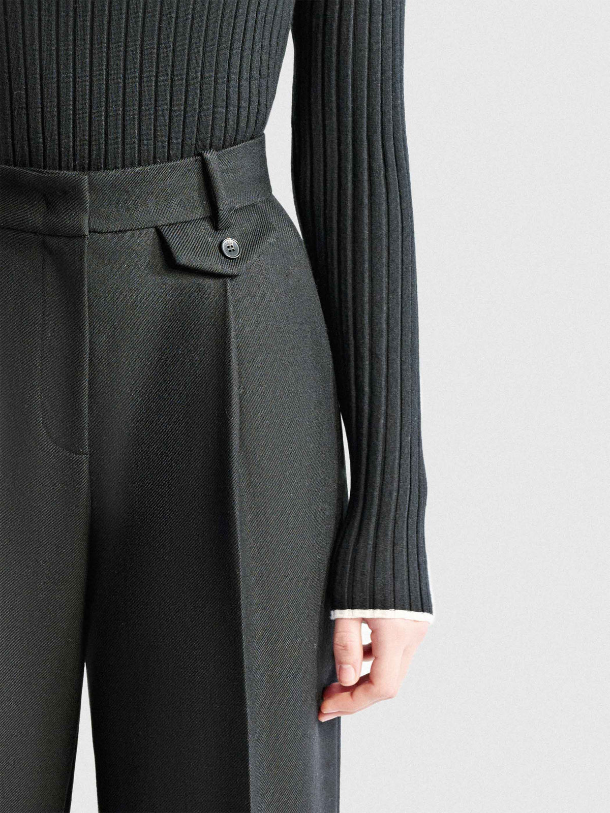 SERAPHINE TWILL WOOL STRAIGHT SUIT PANTS