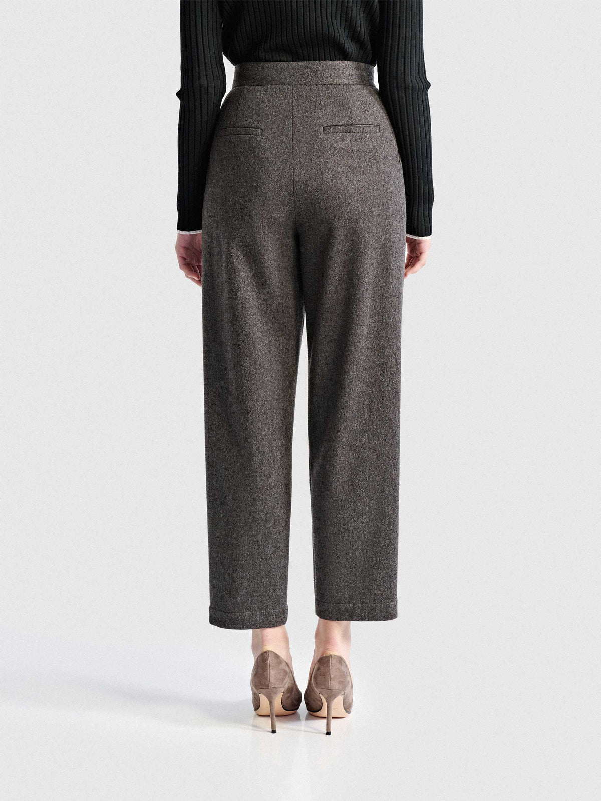 KENNY WOOL PLEATED SLIM TROUSERS