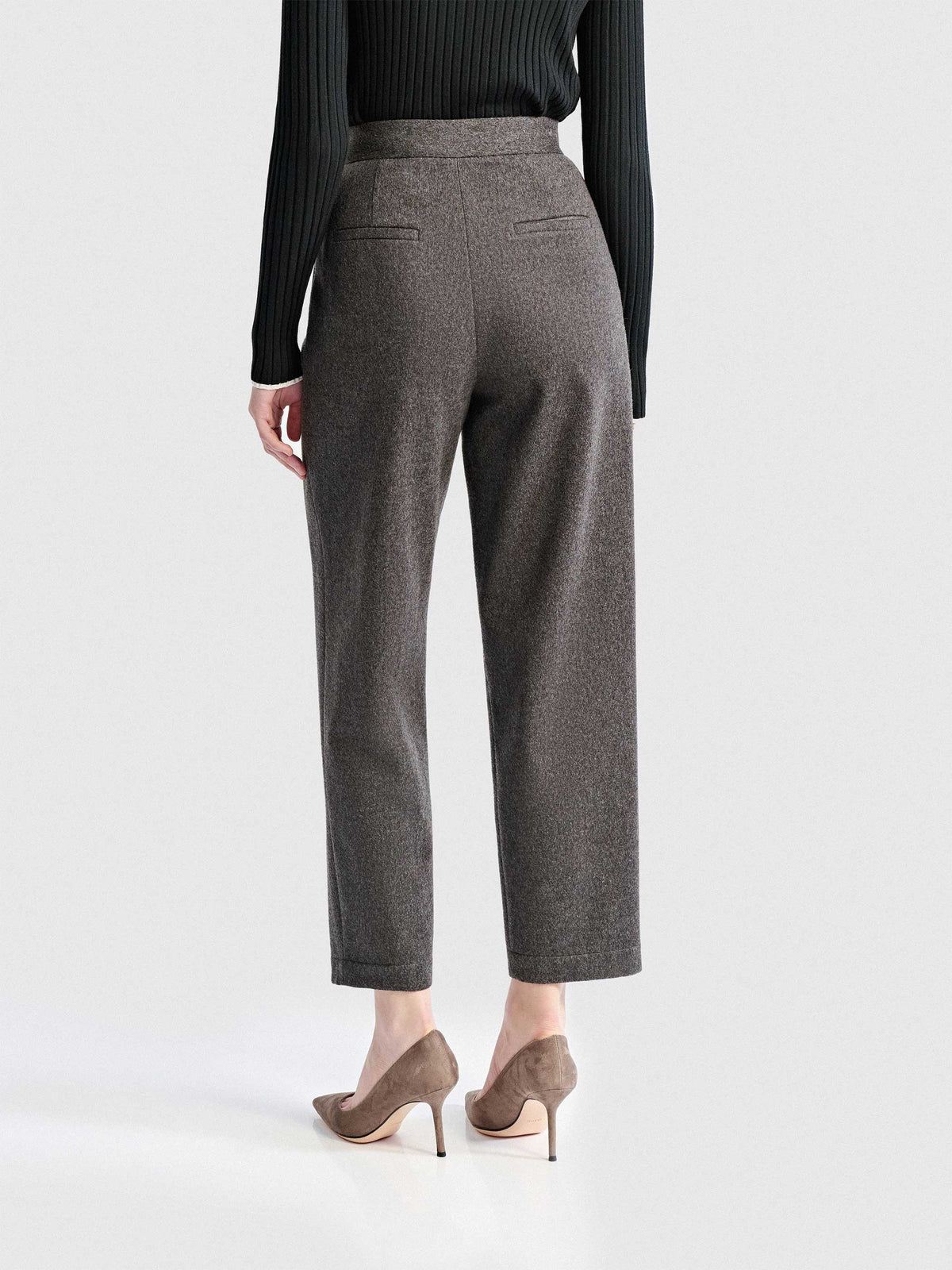 KENNY WOOL PLEATED SLIM TROUSERS