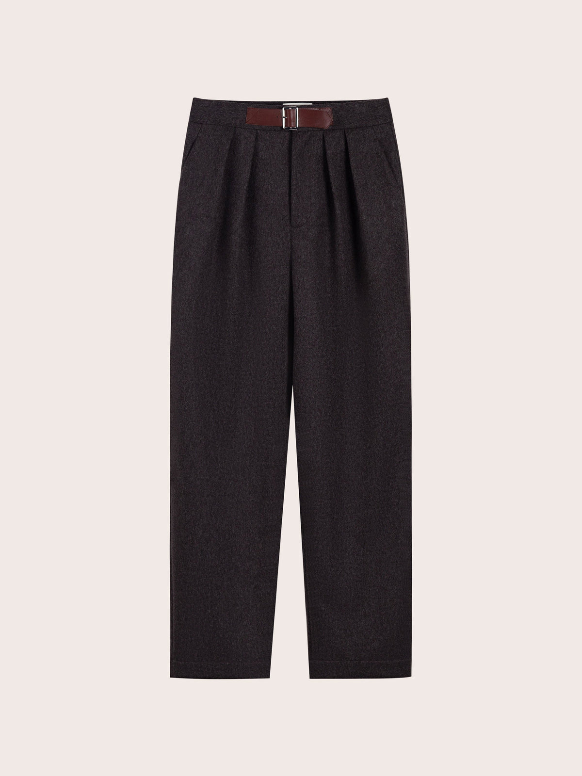 KENNY WOOL PLEATED SLIM TROUSERS