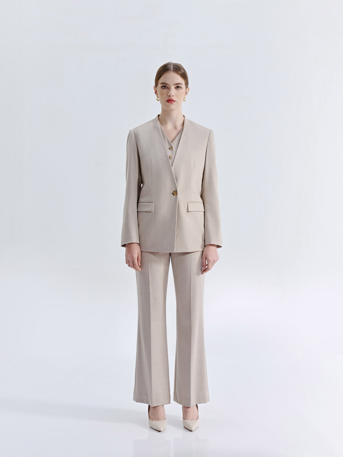 LIORA SILK WOOL STRAIGHT LEG SUIT PANTS