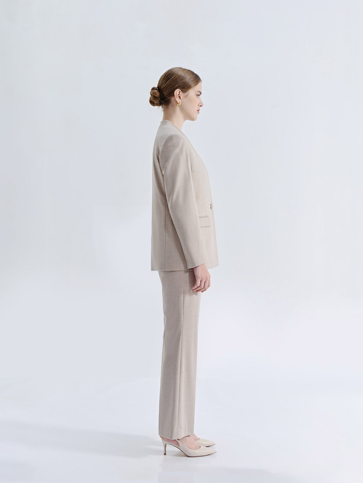 LIORA SILK WOOL STRAIGHT LEG SUIT PANTS