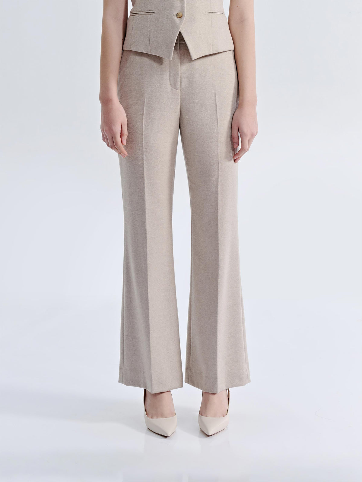 LIORA SILK WOOL STRAIGHT LEG SUIT PANTS