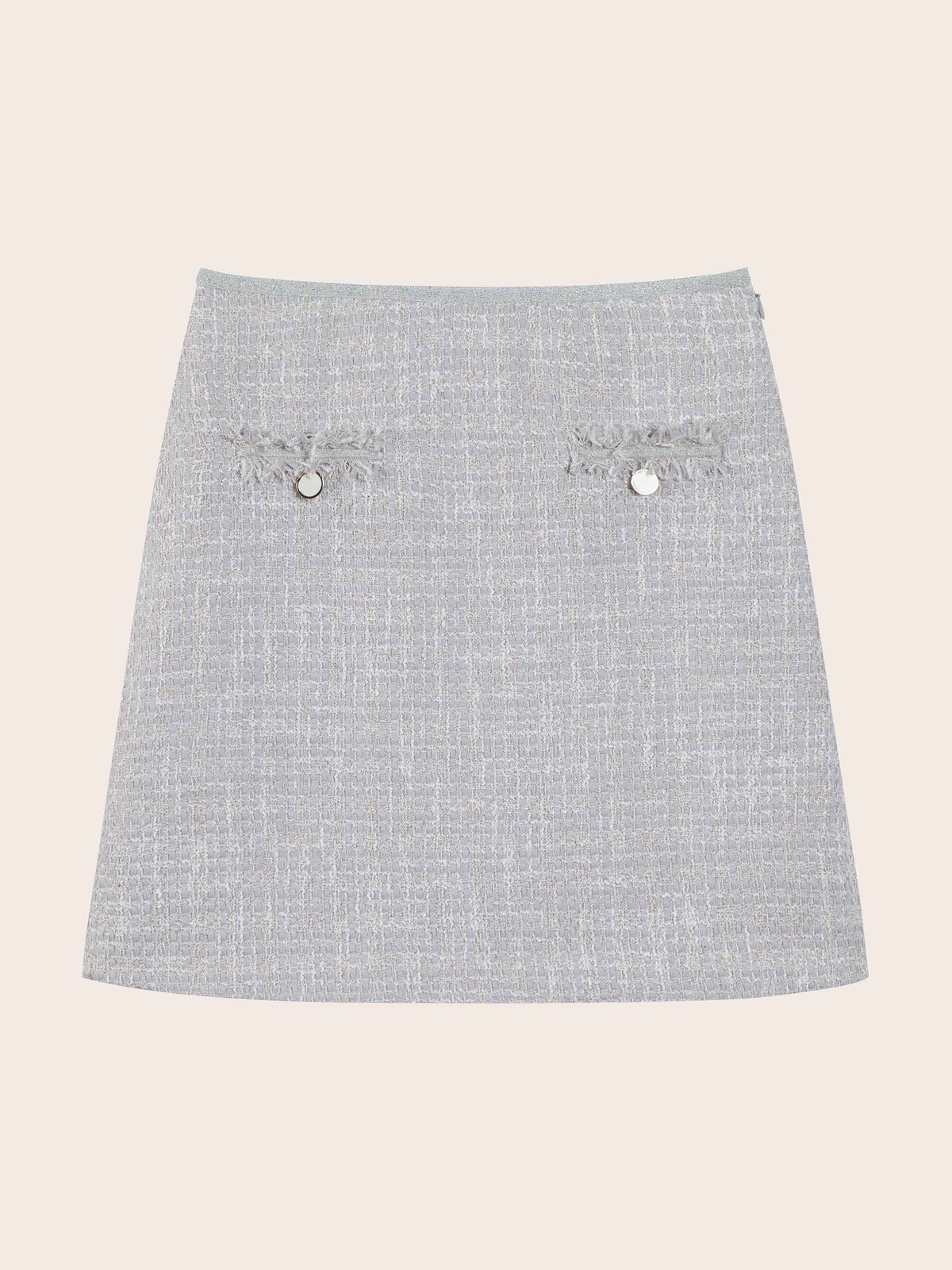 SYLVIA MID WAIST TWEED SKIRT W/ FRONT POCKETS