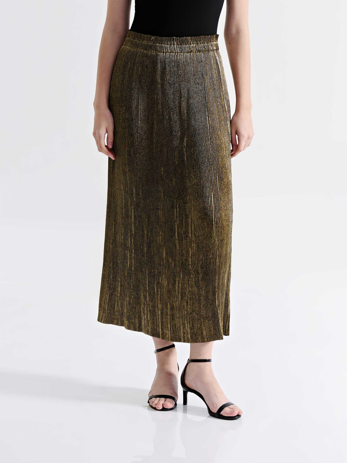 HARLOW METALLIC PLEATED SKIRT