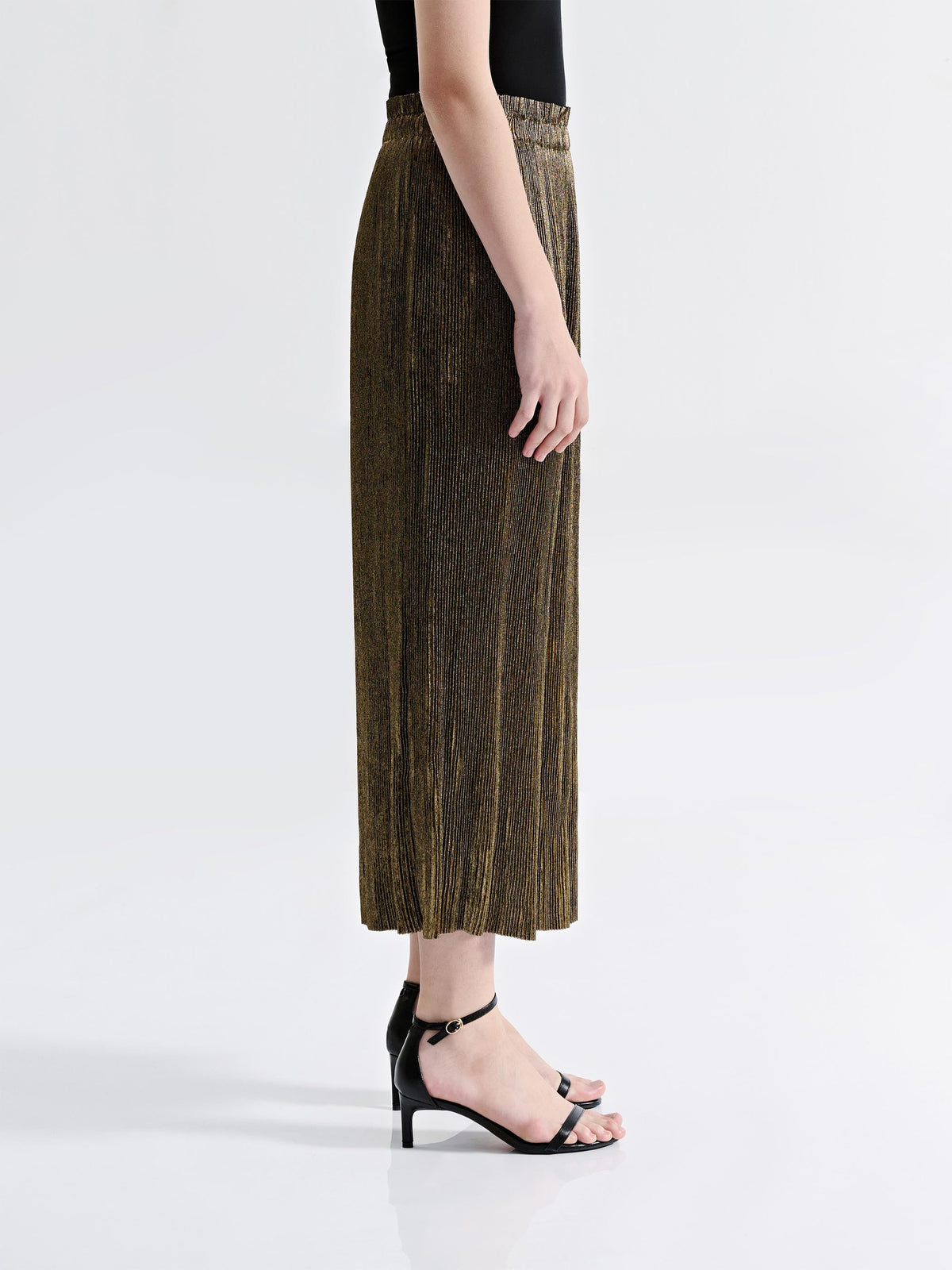 HARLOW METALLIC PLEATED SKIRT