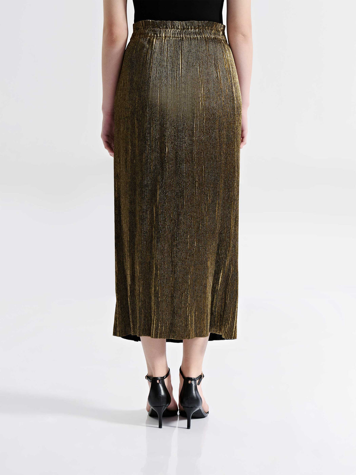 HARLOW METALLIC PLEATED SKIRT